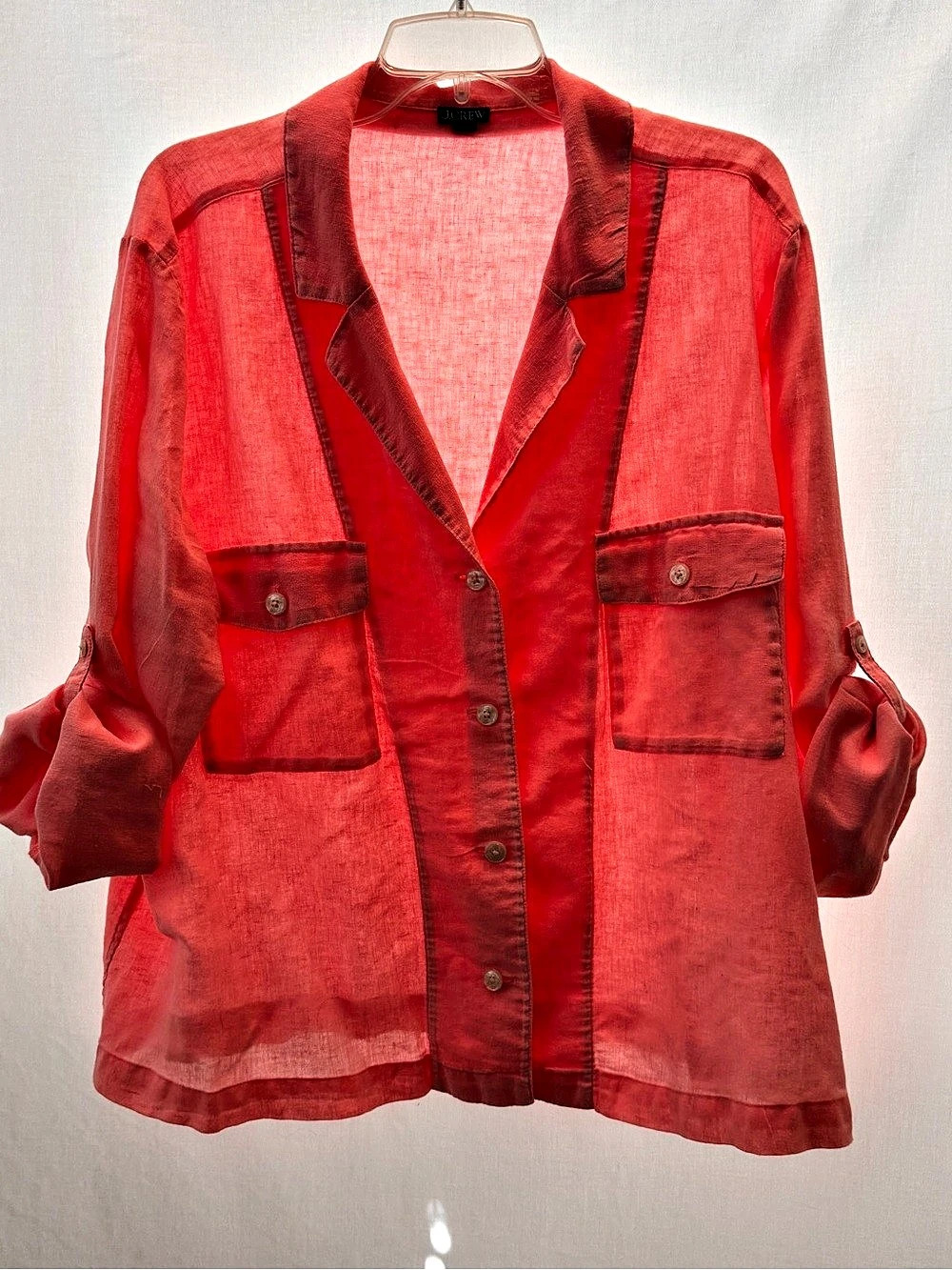 J.Crew Linen Utility Jacket in Peach Size 18 Like New